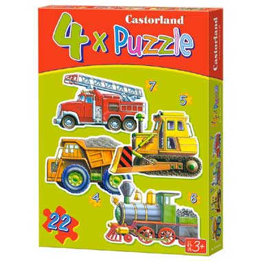 Vehicles puzzel 4-in-1