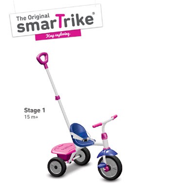 SmarTrike Fun driewieler met duwstang - roze/blauw