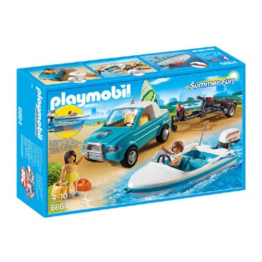 PLAYMOBIL Summer Fun pick-up met speedboot met onderwatermotor 6864
