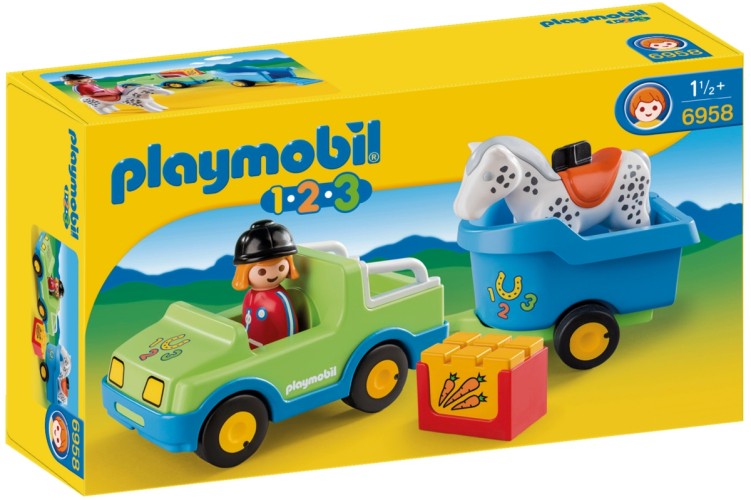 Playmobil 1.2.3 Auto met paardentrailer - 6958
