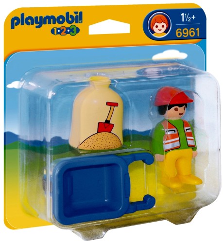 Playmobil 1.2.3 Arbeider met kruiwagen - 6961