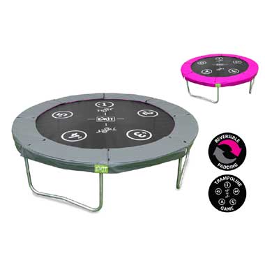 EXIT Twist trampoline rond met veiligheidsnet - 244 cm - grijs/roze