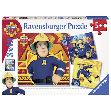 Ravensburger Fireman Sam Bij gevaar Sam roepen puzzelset - 49 stukjes