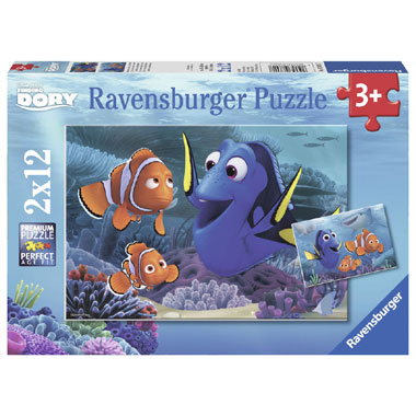 Ravensburger Disney Finding Dory puzzelset Dory onderweg in de zee - 2 x 12 stukjes