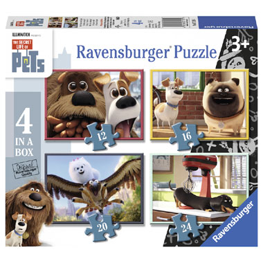 Ravensburger The Secret Life of Pets 4-in-1 puzzel - 12 tot 24 stukjes
