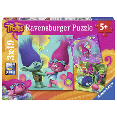 Ravensburger Trolls: Poppy's vrolijke wereld puzzels - 3 x 49 stukjes